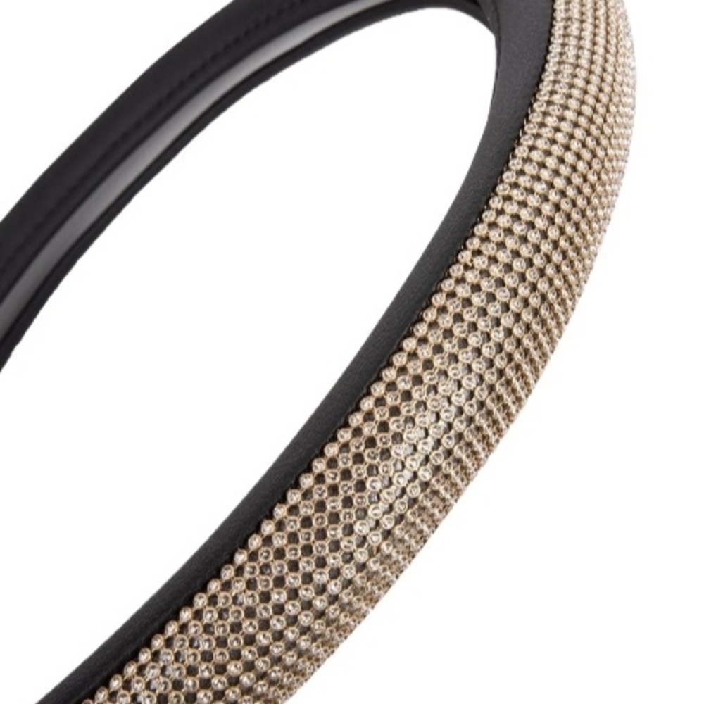 ProElite Gold Bling Rhinestone 14 1/2in Gold Bling Steering Wheel Cover NEW
